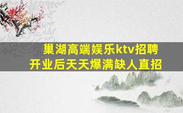 巢湖高端娱乐ktv招聘开业后天天爆满缺人直招